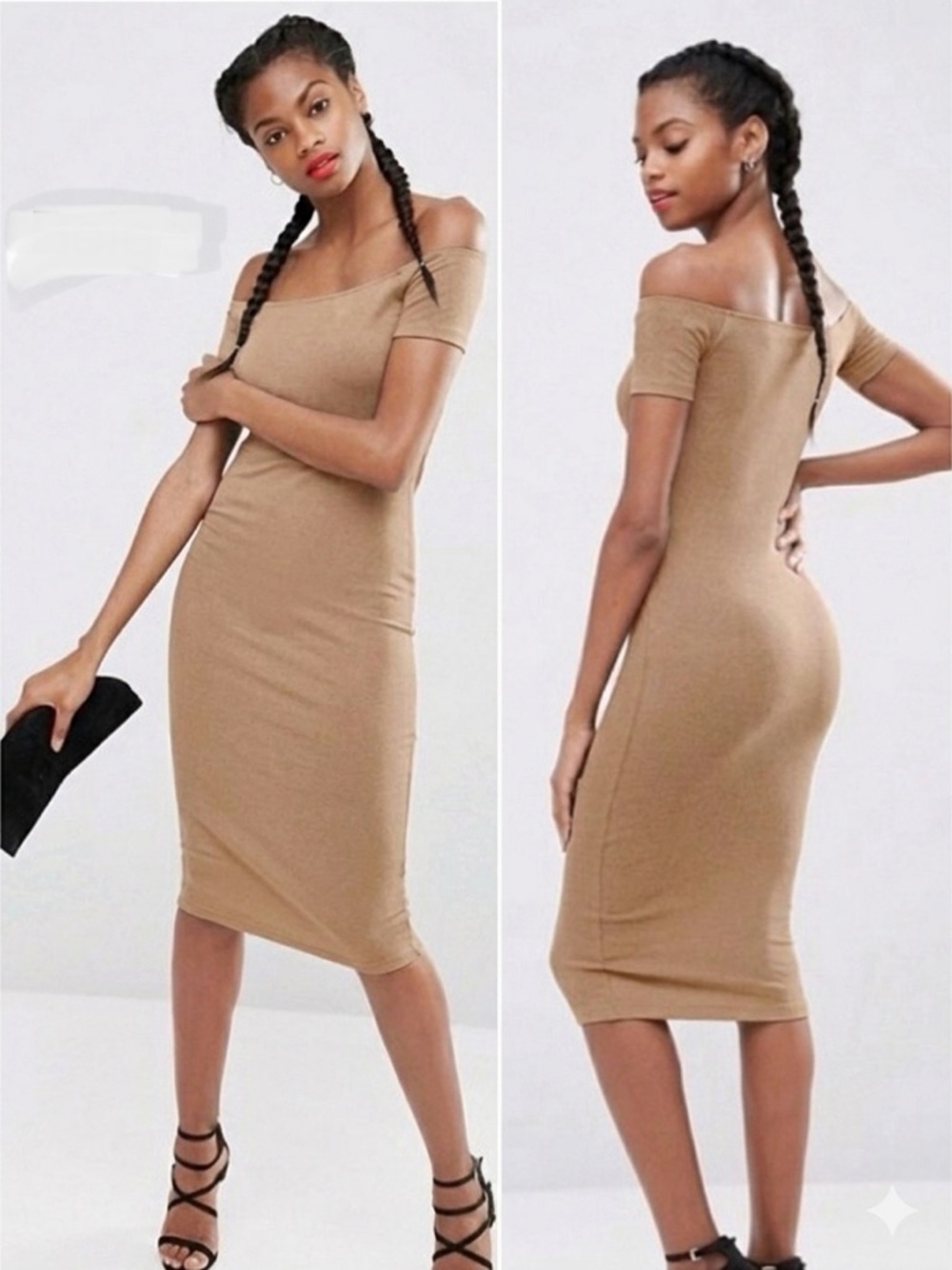 Rib knit off the shoulder dress size S